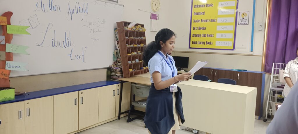IMG 20251107 110544 Smilee Prashant Bhatt Leads Inspiring Creative Writing Session at Podar International School CBSE, Nerul During Libra-Lib Week